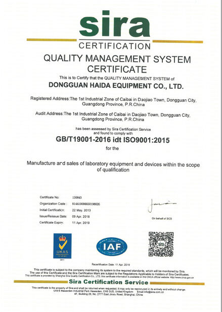 La CINA Guangdong Haida Equipment Co., Ltd. Certificazioni
