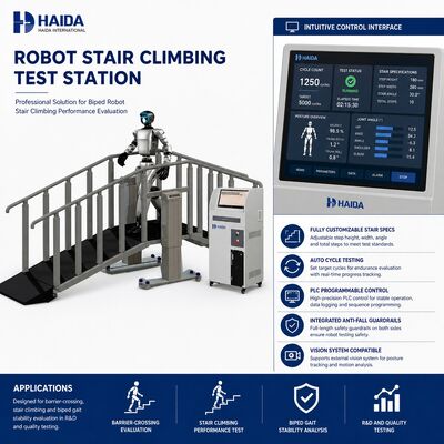 Stazione di test per arrampicata su scale per robot, attrezzatura per test di arrampicata su scale, specifiche scale personalizzabili, controllo PLC, parapetti anticaduta