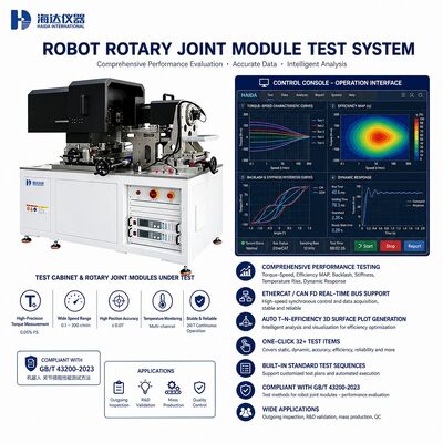 Sistema di test per moduli giunto rotante robotico: coppia, velocità, peculiarità, efficienza, gioco, rigidità, risposta dinamica, apparecchiature di test