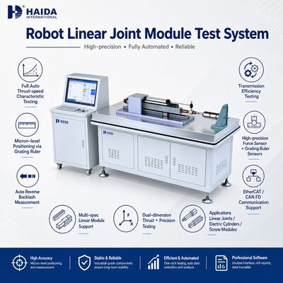 Sistema di prova del modulo di giunzione lineare del robot La macchina di prova dell'attuatore lineare Velocità di spinta Accuratezza di posizionamento del contraccolpo