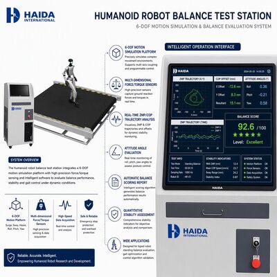 Stazione di prova dell'equilibrio del robot umanoide 6 DOF Piattaforma di movimento Equipaggiamento di prova della stabilità del robot bipede ZMP Analisi COP