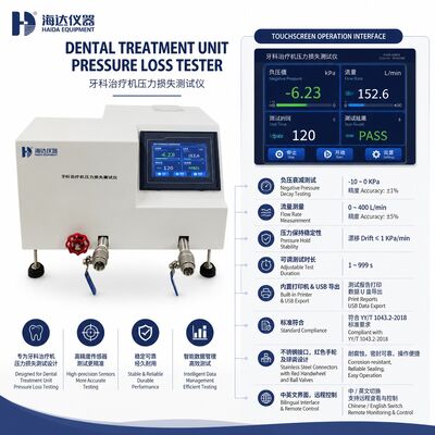 Tester di perdita di pressione per unità di trattamento dentale, macchina per test di decadimento della pressione negativa, risoluzione 0,01 kpa, attrezzatura dentale