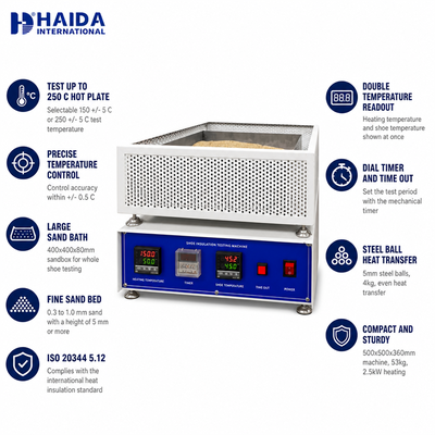 Tester di isolamento termico per calzature HAIDA, macchina per test di isolamento termico per scarpe intere, apparecchiature per test su calzature ISO 20344 5.12