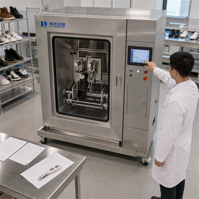 Macchina per test di flessione a bassa temperatura HAIDA per scarpe intere e suole, tester di flessione libera, attrezzatura standard GB ISO 20344